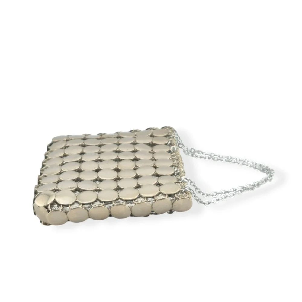 Vintage Color Mate Italy Metal Disc Purse 1960s Mod Paco Rabanne Style Evening